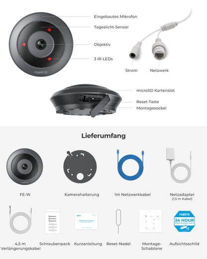 Reolink FE-W 6MP WLAN Überwachungskamera Innen mit 360° Fisheye