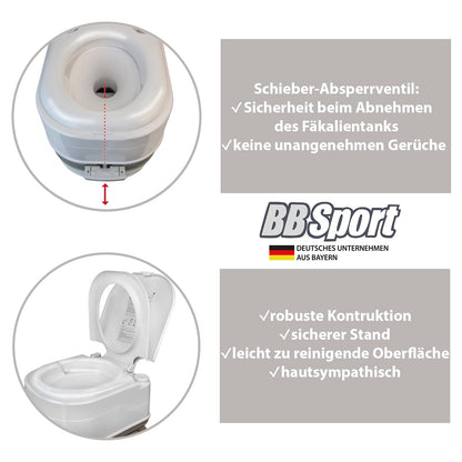 BB Sport mobile Campingtoilette 24l Kolbenpumpe mit Papierfach