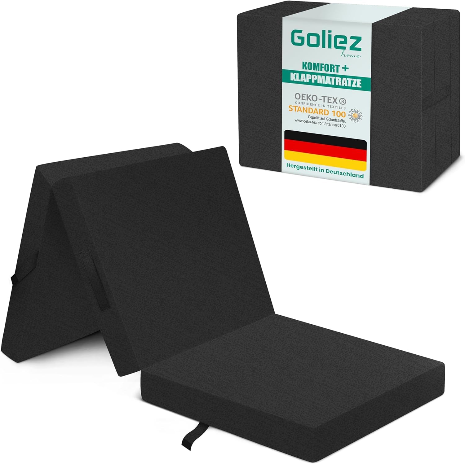 Goliez Klappmatratze Schaumstoff Grau Einzel 195x80x10cm. Graue Schaumstoff-Klappmatratze als flexible Schlafunterlage und Gästebett.