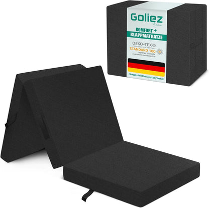 Goliez Klappmatratze Schaumstoff Grau Einzel 195x80x10cm. Graue Schaumstoff-Klappmatratze als flexible Schlafunterlage und Gästebett.
