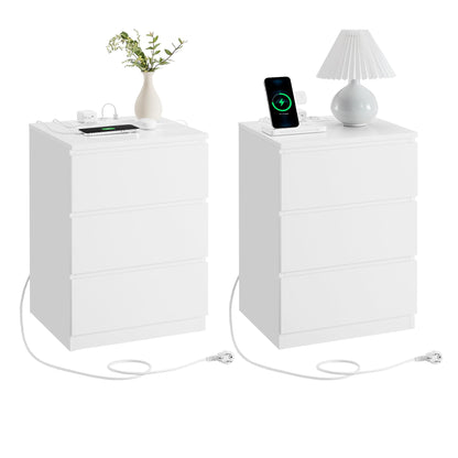 VASAGLE Kailyn Nachttisch Steckdosenleiste – 2er Set wolkenweiss