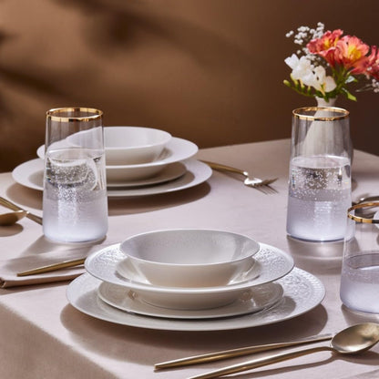 KARACA New Dome Tafelservice – Bone China 24-tlg Weiss für 6 Personen