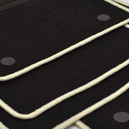 Piuess Velours Fussmatten für Fiat 500 und 500C Cabrio ab 2013, Crema