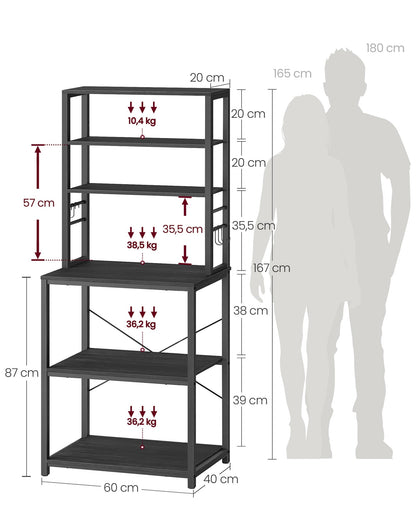 VASAGLE Küchenregal KKS024B22 Standregal Industrie-Design anthrazit