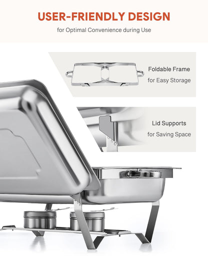 Wilprep Chafing Dish 2er-Set Edelstahl Speisenwärmer je 9 L GN 1/2