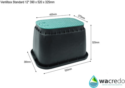 Wacredo Ventilbox Standard 12 Zoll Ventilkasten rechteckig mit Deckel