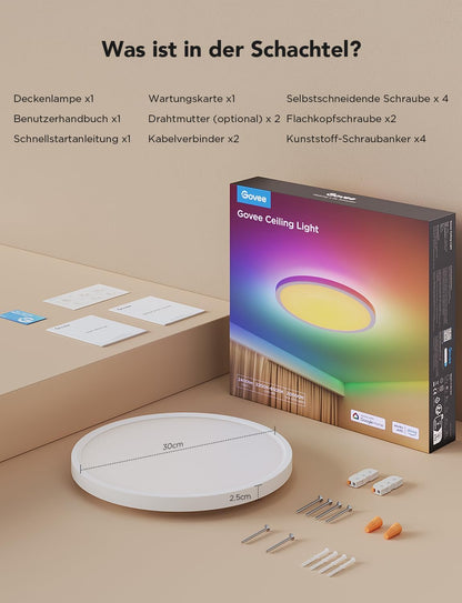 Govee RGBIC Smart Deckenleuchte LED dimmbar - 24W Ø30cm