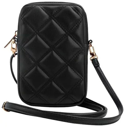 Guess Zip Quilted 4G Handytasche Schwarz mit Reissverschluss