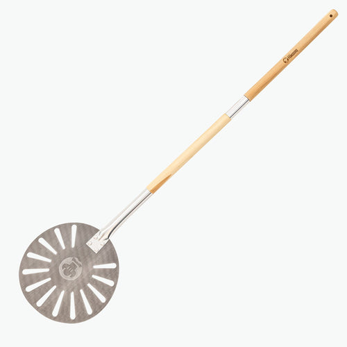Chef Pomodoro Pizzaschieber Aluminium mit Buchenholzgriff, 120 cm, perforierte runde Klinge