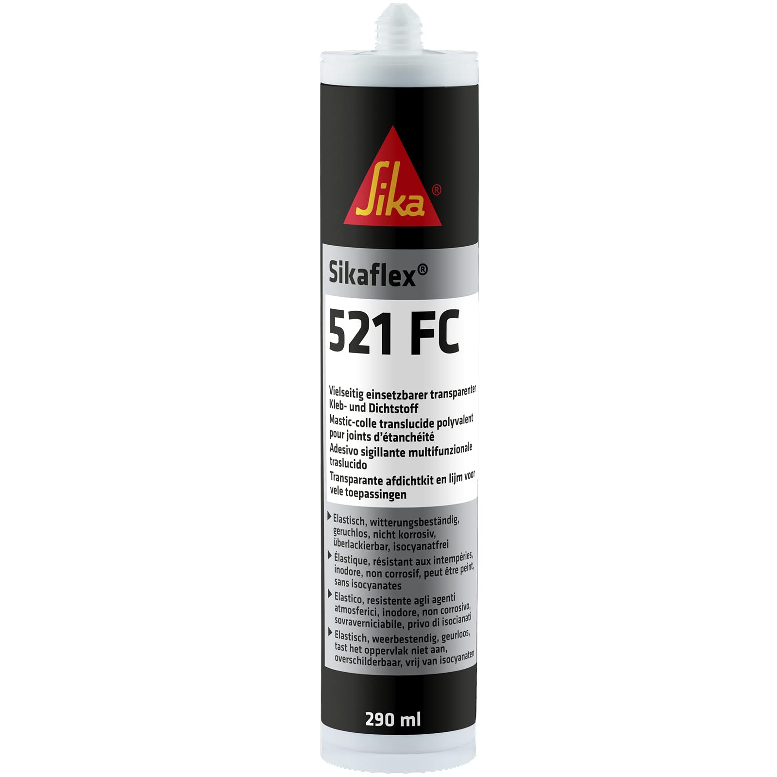 Sika Sikaflex-521 FC Kleb-Dichtstoff - Transparent 290 ml: Transparente 290 ml Kartusche zum Verkleben und Abdichten verschiedener Materialien.