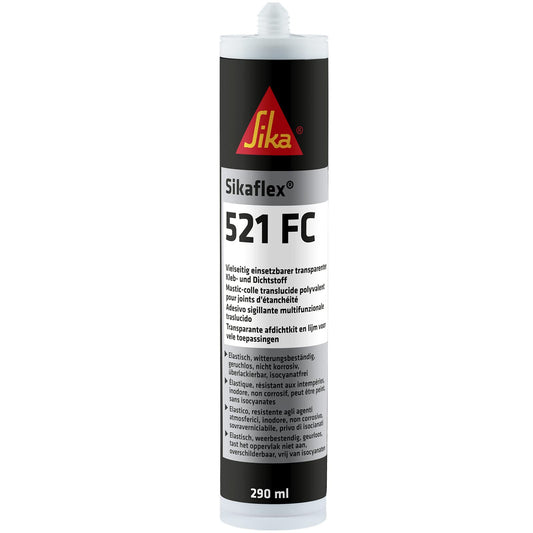 Sika Sikaflex-521 FC Kleb-Dichtstoff - Transparent 290 ml: Transparente 290 ml Kartusche zum Verkleben und Abdichten verschiedener Materialien.