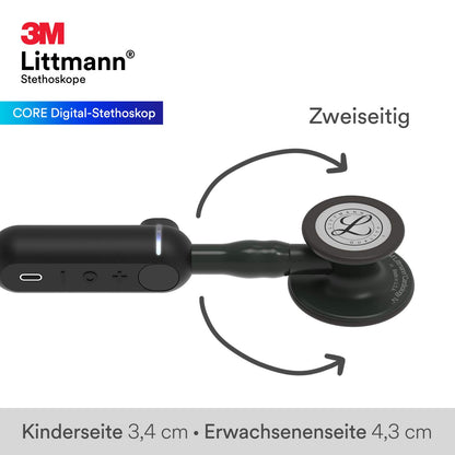 3M Littmann CORE Digital-Stethoskop 8490 – Schwarz, 69 cm
