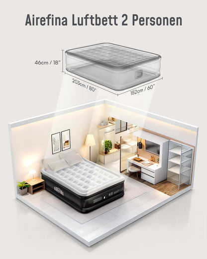 Airefina Luftbett 2 Pers. – Selbstaufblasend mit Pumpe 203x152