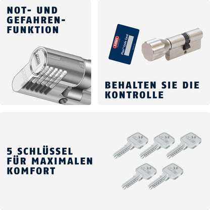 ABUS Profilzylinder KD6XNP 30/30 mit Knauf und 5 Schlüsseln