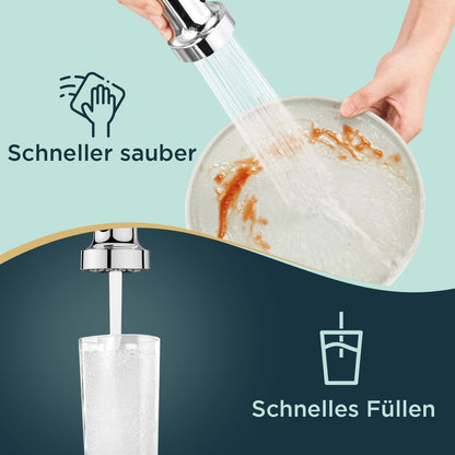 FORIOUS Küchenarmatur Hoher Bogen Ausziehbrause - Polierter Chrom