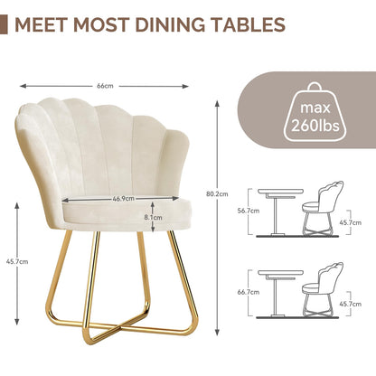 Hawthyhome Samt Polstersessel Esszimmerstuhl - Beige Gold