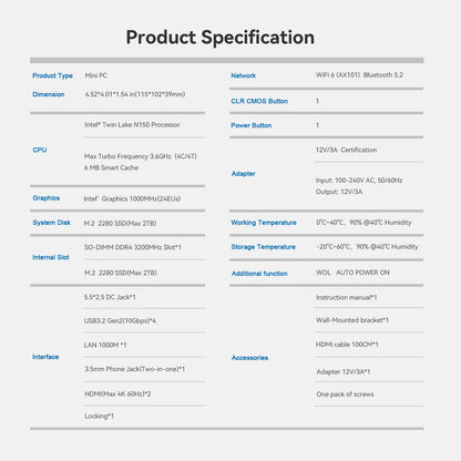 Beelink Mini S13 Mini PC - Intel N150, 16GB/500GB SSD
