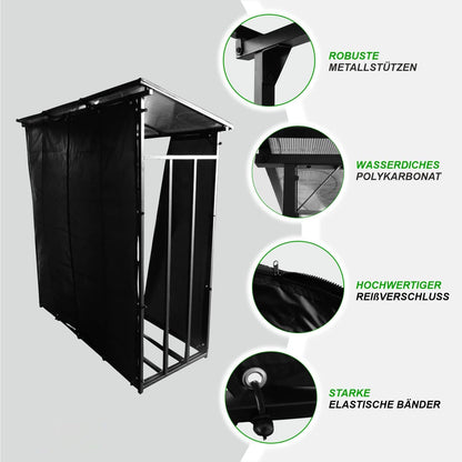 WIELS Metall Kaminholzregal Aussen 185x70x185cm - Mit Wetterschutz