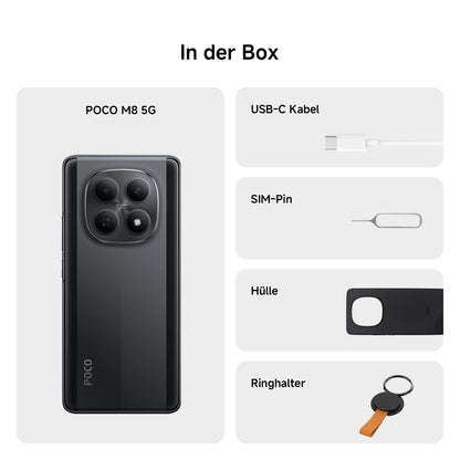 Xiaomi Poco M8 5G Smartphone, 8 GB RAM, 256 GB Speicher, Schwarz