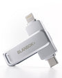 BLANBOK+ MFi 3-in-1 USB C Stick 512GB für iPhone 15. Kompakter, silberner Speicherstick. Für Datenspeicherung und -übertragung.