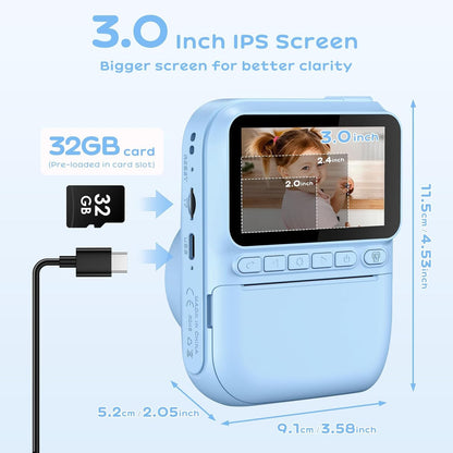 GREENKINDER H2 Sofortbildkamera für Kinder, 14 MP, 1080P, 32 GB