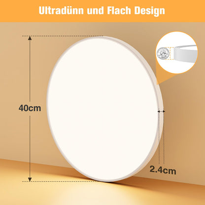 OUILA LED Deckenleuchte flach rund 40cm 36W 3000K IP44 warmweiss