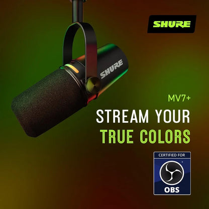 Shure MV7+ Podcast & Streaming Mikrofon USB/XLR – Schwarz