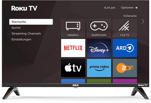 RCA RK24HF1 Smart TV Fernseher 24 Zoll - HD Ready Roku WiFi. Rechteckiger, schwarzer Smart TV für HD Ready Unterhaltung mit Roku OS und WiFi.