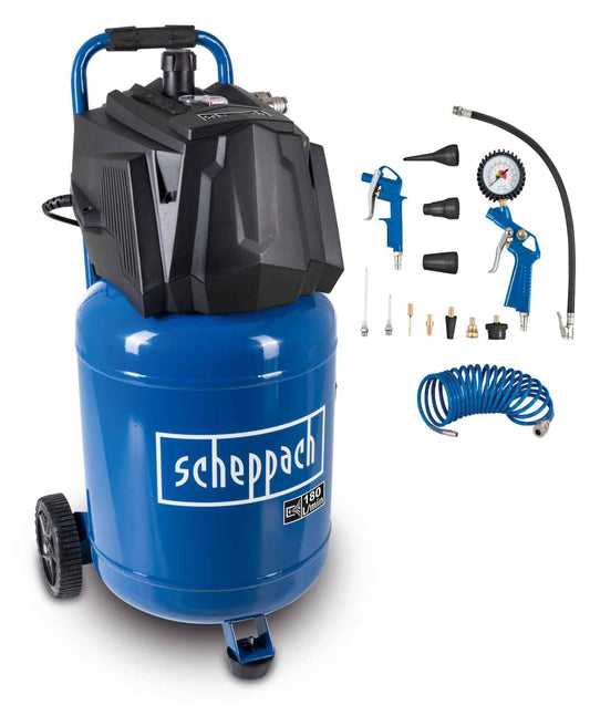 Scheppach HC35V Stehender Druckluft Kompressor (30L, 10bar, ölfrei). Erzeugt Druckluft für diverse Werkzeuge.
