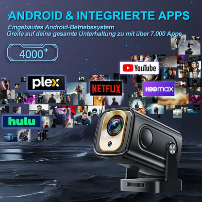 Mini Beamer 4K Android Projektor 2026 Modell – 270° drehbar, schwarz