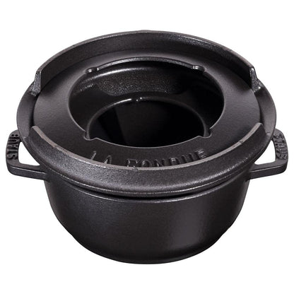 STAUB Fondue Set Gusseisen 16 cm 1.1 l Schwarz – für Käse und Fleisch