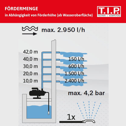 T.I.P. Gartenpumpe GP 3000 INOX - Edelstahl, Art. Nr. 30111