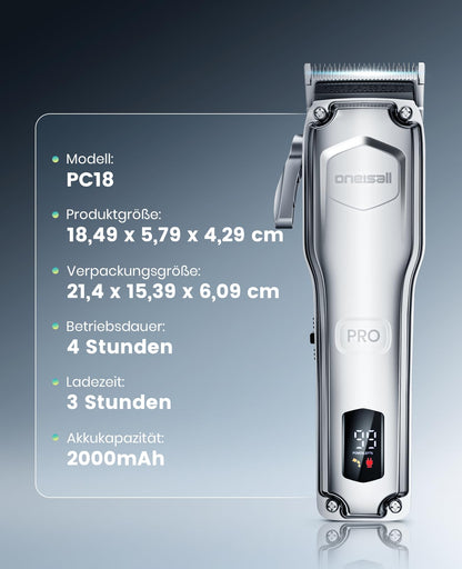 oneisall Pferdeschermaschine PC18, kabellos, mit 6 Aufsätzen