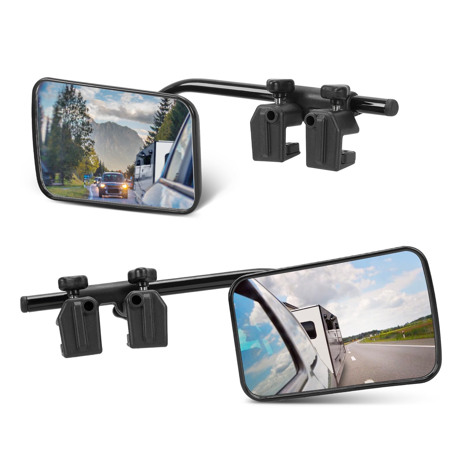 SUPAREE Zusatzspiegel Wohnwagen, universal Aussenspiegel, 2 Stück aus ABS und Glas, Klemmmontage am Serienspiegel