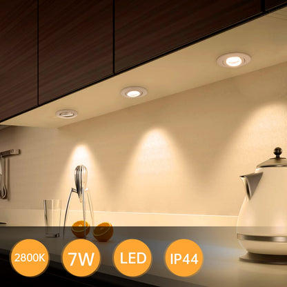 wowatt LED Einbaustrahler 10er 7W Weiss - Dimmbar IP44 Warmweiss