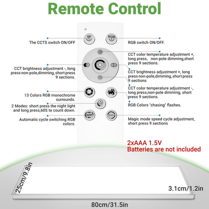 zemty RGB LED Panel Deckenleuchte 80x25 cm - Dimmbar