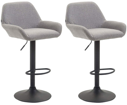 CLP Braga Barhocker 2er Set Stoff braun Gestell schwarz