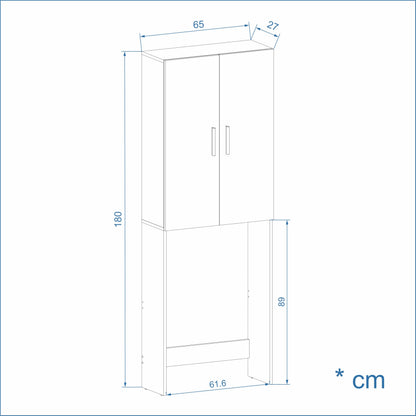 KOMTO Waschmaschinenschrank Gizmo Weiss, 2 Türen, 65 x 180 x 27 cm