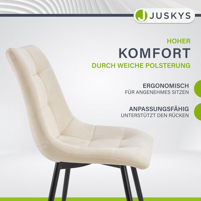 Juskys Blanca Esszimmerstühle Samt Polsterstuhl 4er Set Beige