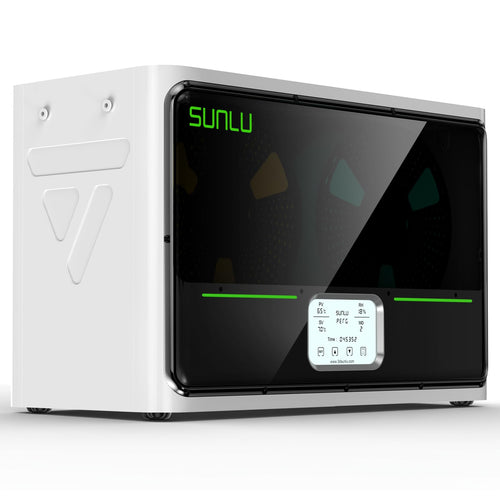 SUNLU S4 Filament Trockner Box für 3D Drucker – Weiss: Weiße, quaderförmige Box, trocknet 3D-Drucker-Filament zur Verbesserung der Druckqualität.