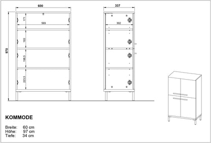 Germania 2643-549 GW-Yonkers Kommode - Graphit/Navarra-Eiche