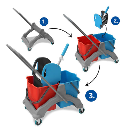 Hypafol Reinigungswagen Wischeimer mit Presse - 2x25l Kunststoff
