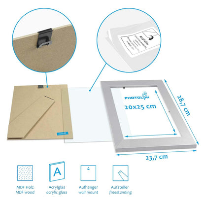 PHOTOLINI Bilderrahmen 20x25 cm Silber MDF-Holz - 10er Set