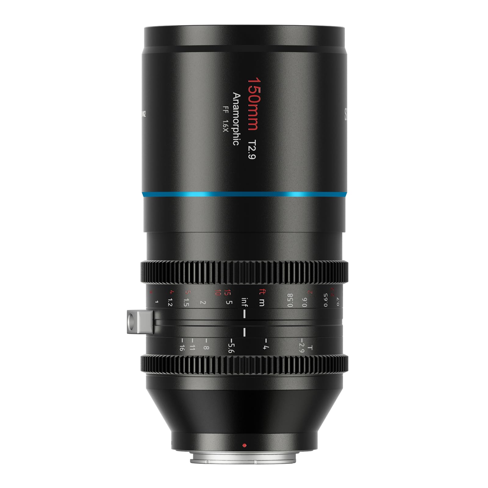 SIRUI Venus 150mm T2.9 1.6X Anamorph Vollformat Objektiv E-Mount. Schwarzes E-Mount Vollformatobjektiv für 1.6x anamorphotische Aufnahmen.