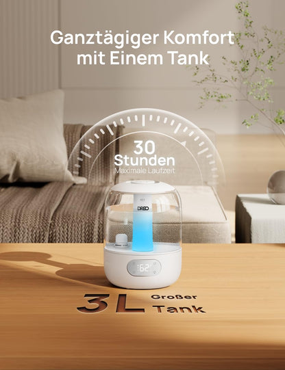 DREO Luftbefeuchter Ultraschall, kühler Nebel, 3 L Tank, Top-Fill