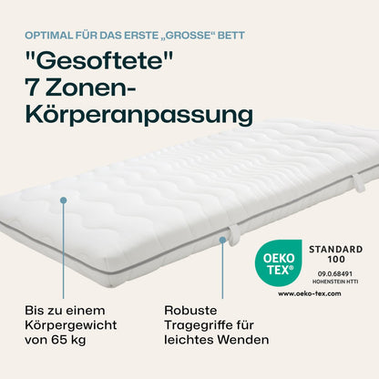 RAVENSBERGER Kinder-/Jugendmatratze Softwelle Kaltschaum 90x200 H1/H2