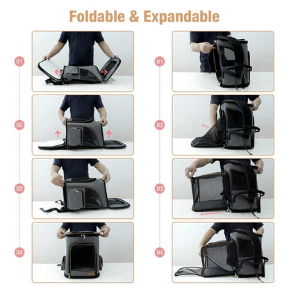 Lekesky Katzen-Hunderucksack erweiterbar - Grau XL (bis 10kg)