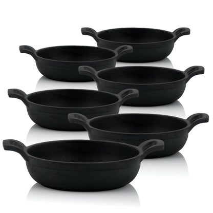 BBQ-Toro Gusseisen Grillpfännchen 6er-Set Ø 13 cm eingebrannt PAN17