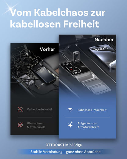 OTTOCAST Mini Edge 2025 Upgraded – 2-in-1 Kabelloser CarPlay & AA Adapter