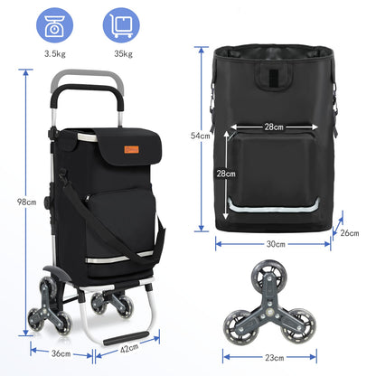 Sekey Einkaufstrolley XXL Treppensteiger, faltbar, Aluminium, schwarz